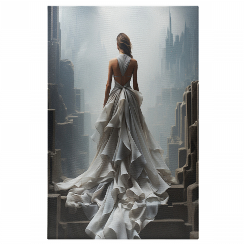 Modă - Tablou Canvas - Vedere de Sus a unui Oraș Abandonat în Ceată, Marime 40x25CM