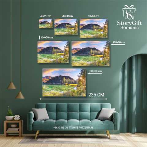 Tablou Canvas View de Toamna Uimitor la Lacul Schiederweiher, Alpii natura, toamna, lac, Alpi, peisaj. 946 40x25CM [4]