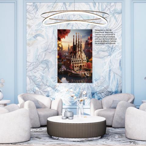 Tablou Canvas - Vedere Machetă Miniaturală Catedrală Înaltă Rusia la Apus de Soare, Marime 40x25CM [3]