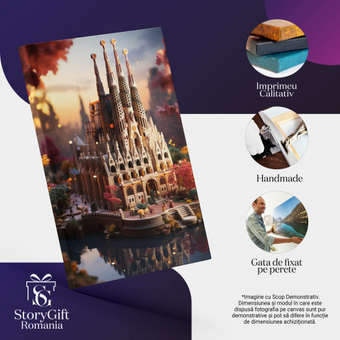 Tablou Canvas - Vedere Machetă Miniaturală Catedrală Înaltă Rusia la Apus de Soare, Marime 40x25CM [1]