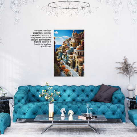 Tablou Canvas: View macheta mininatura oras colorat langa mare cer  senin Pictura Digitala 40x25CM [1]