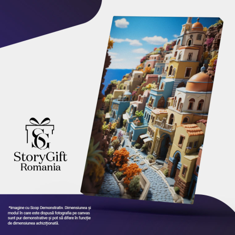 Tablou Canvas: View macheta mininatura oras colorat langa mare cer  senin Pictura Digitala 40x25CM [4]