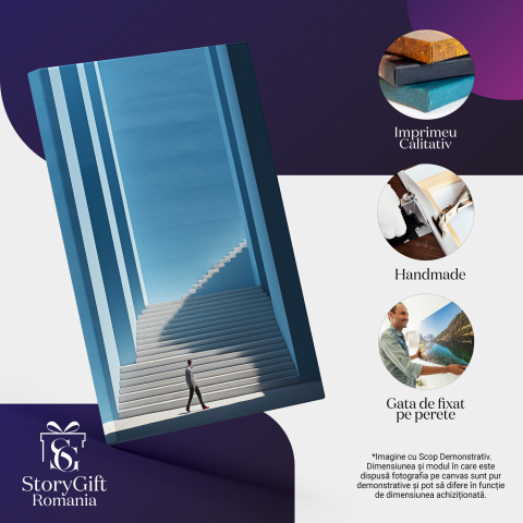 Tablou Canvas - Viziune Modernă Abstractă: Bărbat pe Scări Infinite, Marime 40x25CM [1]