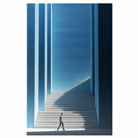 Tablou Canvas - Viziune Modernă Abstractă: Bărbat pe Scări Infinite, Marime 40x25CM