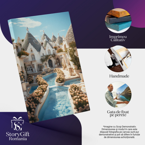 Tablou Canvas - Vedere Oraș Magic Italia: Alberobello și Trulli Village, Marime 40x25CM [1]