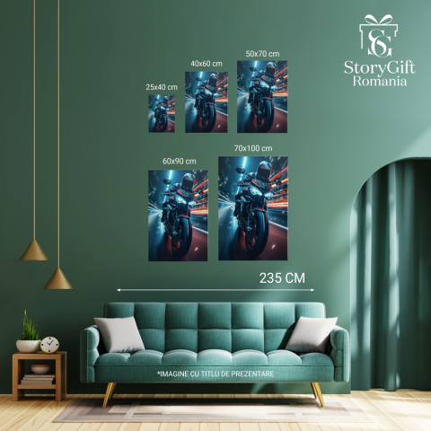 Viteza Motocicletei Negre cu Scântei, Marime 40x25CM [2]