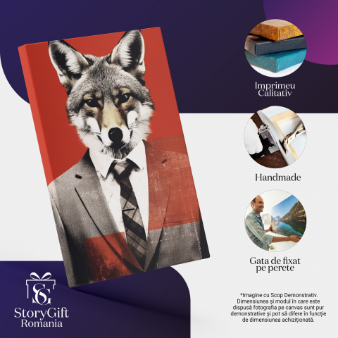 Vulpe Elegantă în Costum - Pictură Digitală, Marime 40x25CM [1]