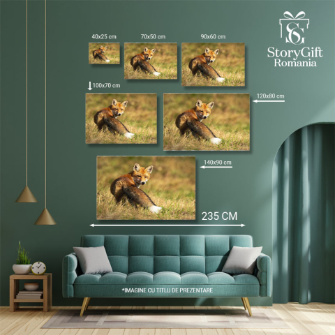 Tablou Canvas - Vulpea Rosie: Observand Soarele in Taramul Salbatic 40x25CM [4]