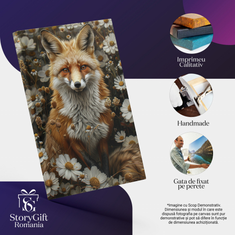 Vulpea, Stăpână între Florile Câmpului - Pictură Digitală cu Temă Naturală, Marime 40x25CM [1]