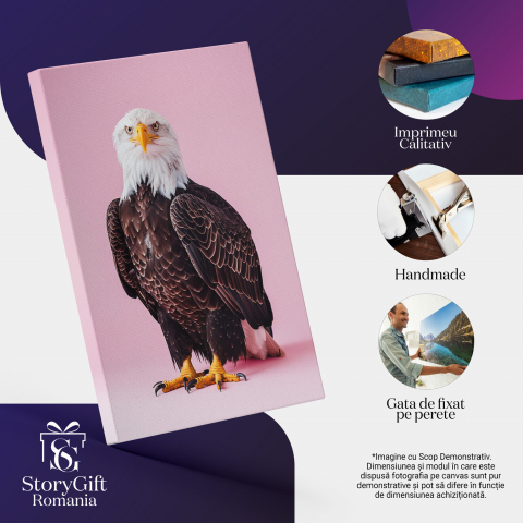 Tablou Canvas - Vultur Domesticit pe Fundal Roz, Marime 40x25CM [1]