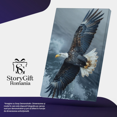 Tablou Canvas:  Vultur fluturându-și aripile deasupra spumei mării- Vizând prada din Zbor Pictura Digitala 40x25CM [4]