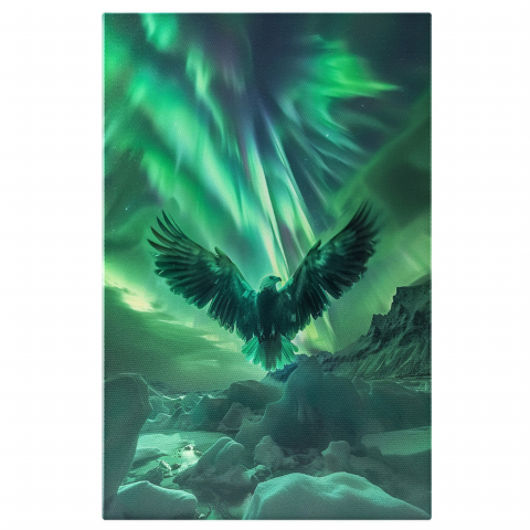 Aurora Boreală - Vultur Pleşuv în Zbor cu Aripi Desfăcute, Marime 40x25CM