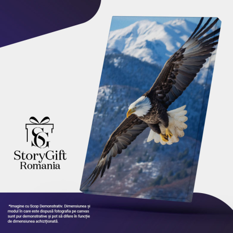 Tablou Canvas:  Vultur plesuv la inaltime - in zbor munti zapada pasare pradatoare Pictura Digitala 40x25CM [4]
