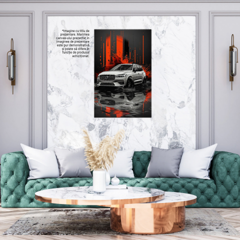 Mașină Volvo Albă pe Podea Reflectantă - Pictură Digitală, Marime 40x25CM [2]