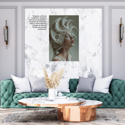 Femeie în Rochie Albă cu Sculptură din Trandafiri, Marime 40x25CM [2]