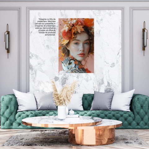 Tablou Canvas Fata Tânără cu Bufniță Tristă – Pictură Digitală Emoționantă, Marime 40x25CM [2]