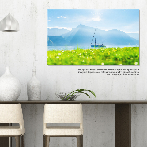 Yacht Elegant pe Lac cu Muntii în Fundal - O Călătorie de Neuitat, Marime 40x25CM [2]