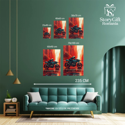 Tablou Canvas Yamaha Motociclistul pe Bolitul cu Două Roți Rapiditate și Scântei , Pictura Digitala 40x25CM [3]