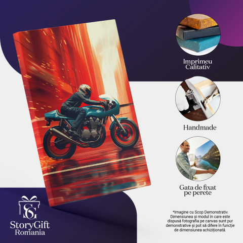 Tablou Canvas Yamaha Motociclistul pe Bolitul cu Două Roți Rapiditate și Scântei , Pictura Digitala 40x25CM [2]