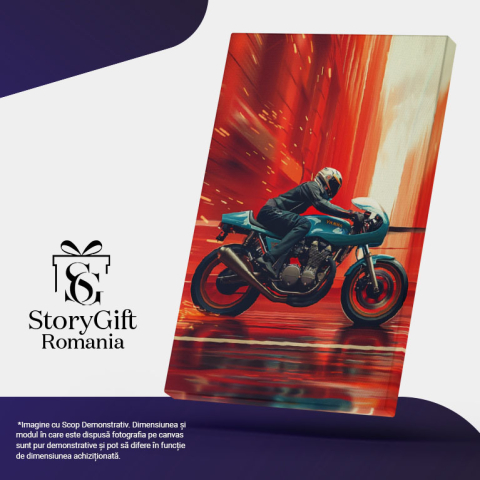 Tablou Canvas Yamaha Motociclistul pe Bolitul cu Două Roți Rapiditate și Scântei , Pictura Digitala 40x25CM [4]