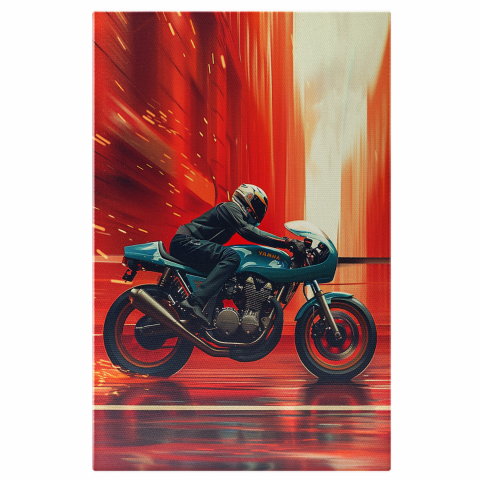 Yamaha Motociclistul pe Două Roți - Tablou Canvas Dinamic, Marime 40x25CM