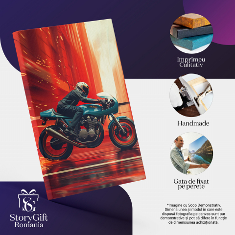 Yamaha Motociclistul pe Două Roți - Tablou Canvas Dinamic, Marime 40x25CM [1]