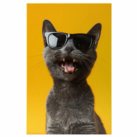 Pisici - Tablou Canvas Pisoiul Korat - Fericire și Zâmbet | Artă Digitală, Marime 40x25CM