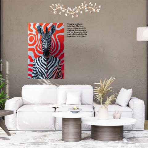 Tablou Canvas Zebra Metropolită Corp Uman Îmbrăcat în Costum Adaptat la Jungla Urbană , Pictura Digitala 40x25CM [1]