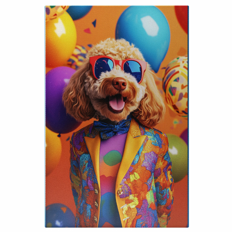 Sărbători - Tablou Canvas Personalizat Zi Aniversară Cu Baloane Și Sacou ElegantMarime 40x25CM