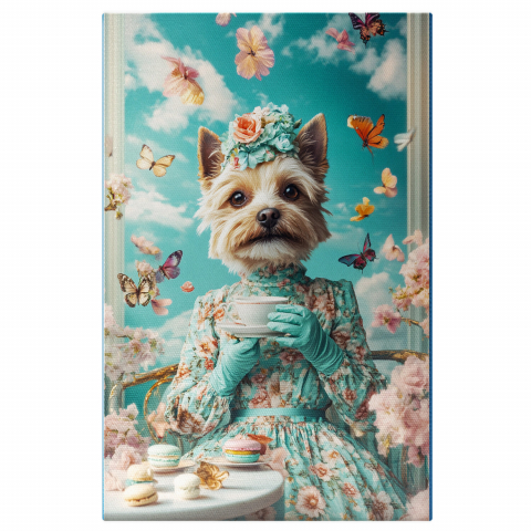 Sărbători -  Tablou Canvas Personalizat Contesa De Primăvară Cu Ceai Și Flori Pe CapMarime 40x25CM