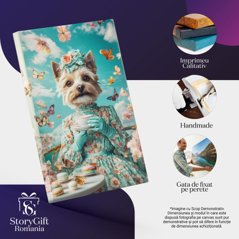  Tablou Canvas Personalizat Contesa De Primăvară Cu Ceai Și Flori Pe CapMarime 40x25CM [3]