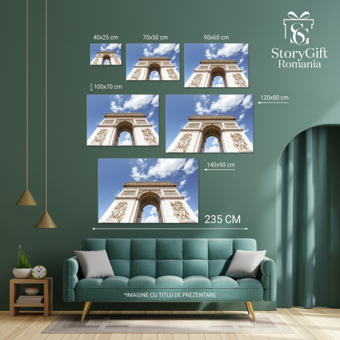 Zi Însorită în Paris – Arcul de Triumf – Tablou Canvas, Marime 40x25CM [3]