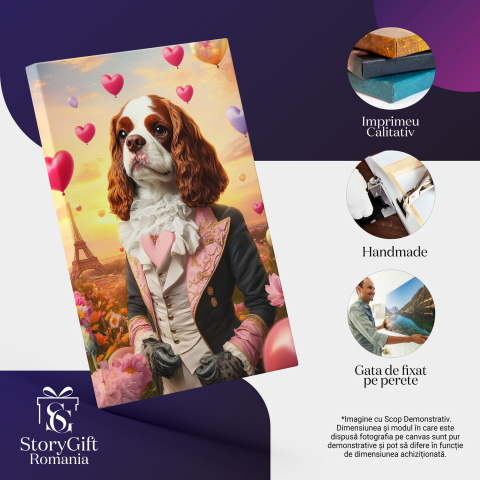 Tablou Canvas Personalizat - Animal Îndrăgostit cu Baloane Inimă în Paris
Marime 40x25CM [3]