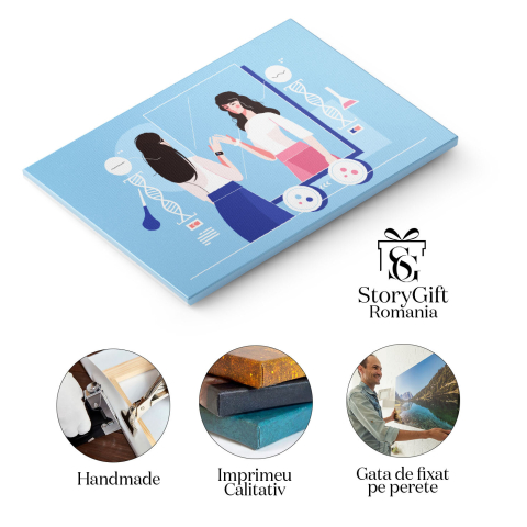 Tablou Cnavas Pierderea Personalitatii, Femeie Diferita in Oglinda Fata de Realitate cu Fusta Diferita 40x25CM [1]