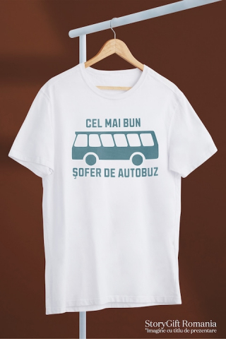 Tricou Barbati Cel mai bun sofer de autobuz iubitorii de condus cu imprimeu pe Fata, 100% Bumbac, Alb, XL [2]