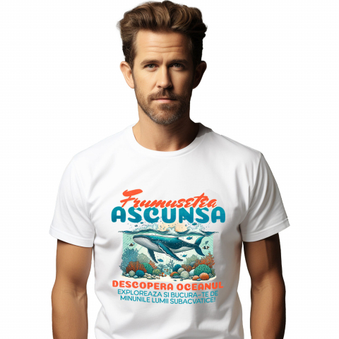 ANIMALE - Tricou Femei, Barbati, Copii, Fata, Baiat, Unisex Personalizat „Balena Sub Apa – Frumusețea Ascunsă a Oceanului Cadou Personalizat pentru Iubitorii de Mare și Viață Marină”