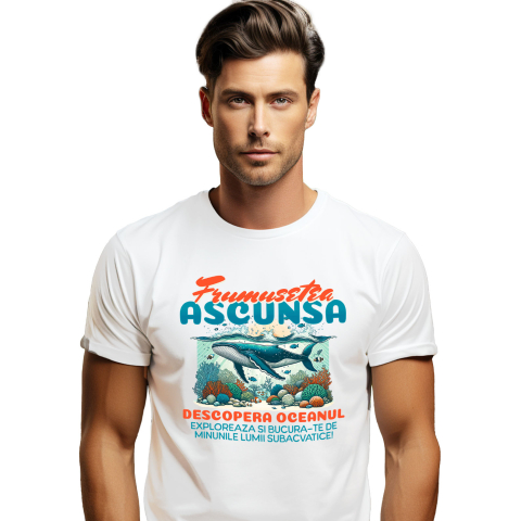 Animale - Tricou Femei, Barbati, Copii, Fata, Baiat, Unisex Personalizat „Balena Sub Apa – Frumusețea Ascunsă a Oceanului Cadou Personalizat pentru Iubitorii de Mare și Viață Marină”
