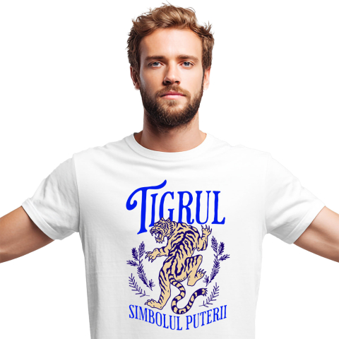 Animale - Tricou Femei, Barbati, Copii, Fata, Baiat, Unisex Personalizat „Tigru Furios și Puternic – Simbolul Puterii Cadou Motivational Personalizat pentru Familie, Tați și Prieteni”