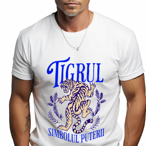 ANIMALE - Tricou Femei, Barbati, Copii, Fata, Baiat, Unisex Personalizat „Tigru Furios și Puternic – Simbolul Puterii Cadou Motivational Personalizat pentru Familie, Tați și Prieteni”