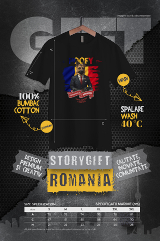 Tricou Barbati cu Animal In Costum de Presedinte, Steagul Romaniei, Peronalizata cu Numele si Poza Animalului Tau cu imprimeu pe Fata, 100% Bumbac, Negru, S [3]