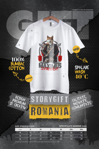 Tricou Barbati cu Animal In Costum de Samurai, Peronalizata cu Numele si Poza Animalului Tau cu imprimeu pe Fata, 100% Bumbac, Alb, M [3]