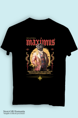 Tricou Barbati cu Animal In Costum Medieval, Portret, Peronalizata cu Numele si Poza Animalului Tau cu imprimeu pe Fata, 100% Bumbac, Negru, M [2]