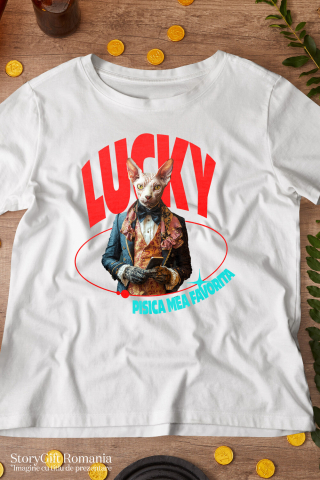 Tricou Barbati cu Animal in Costum Regal, cu Manusi si Telefonul in Mana, Peronalizata cu Numele si Poza Animalului Tau cu imprimeu pe Fata, 100% Bumbac, Alb, XS [2]