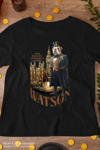 Tricou Femei cu Animal in Costumul Regal din Londra, Peronalizata cu Numele si Poza Animalului Tau cu imprimeu pe Fata, 100% Bumbac, Negru, XS [2]