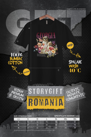 Tricou Barbati cu Animal In Rochie de Mireasa cu Tort, Flori, Peronalizata cu Numele si Poza Animalului Tau cu imprimeu pe Fata, 100% Bumbac, Negru, M [3]