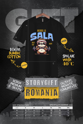 Tricou Femei, Barbati, Copii, Fata, Baiat, Unisex Personalizat Animal Leneș La Sală – Design Amuzant Pentru Pasionații De Fitness [3]