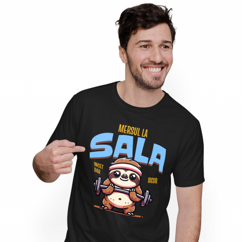 Tricou Personalizat - Tricou Femei, Barbati, Copii, Fata, Baiat, Unisex Personalizat Animal Leneș La Sală – Design Amuzant Pentru Pasionații De Fitness