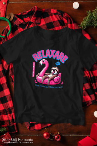 Tricou Femei, Barbati, Copii, Fata, Baiat, Unisex Personalizat Animal Leneș Pe Flamingo – Cadou Personalizat Amuzant Pentru Relaxare [2]