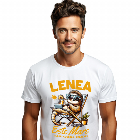 PLAJA - Tricou Femei, Barbati, Copii, Fata, Baiat, Unisex Personalizat Animal Leneș Pe Plajă – Cadou Personalizat Funny Pentru Familie & Prieteni