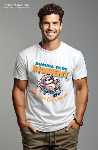 Tricou Femei, Barbati, Copii, Fata, Baiat, Unisex Personalizat Animal Leneș Pe Skateboard – Design Amuzant pentru Distracție și Sport [1]